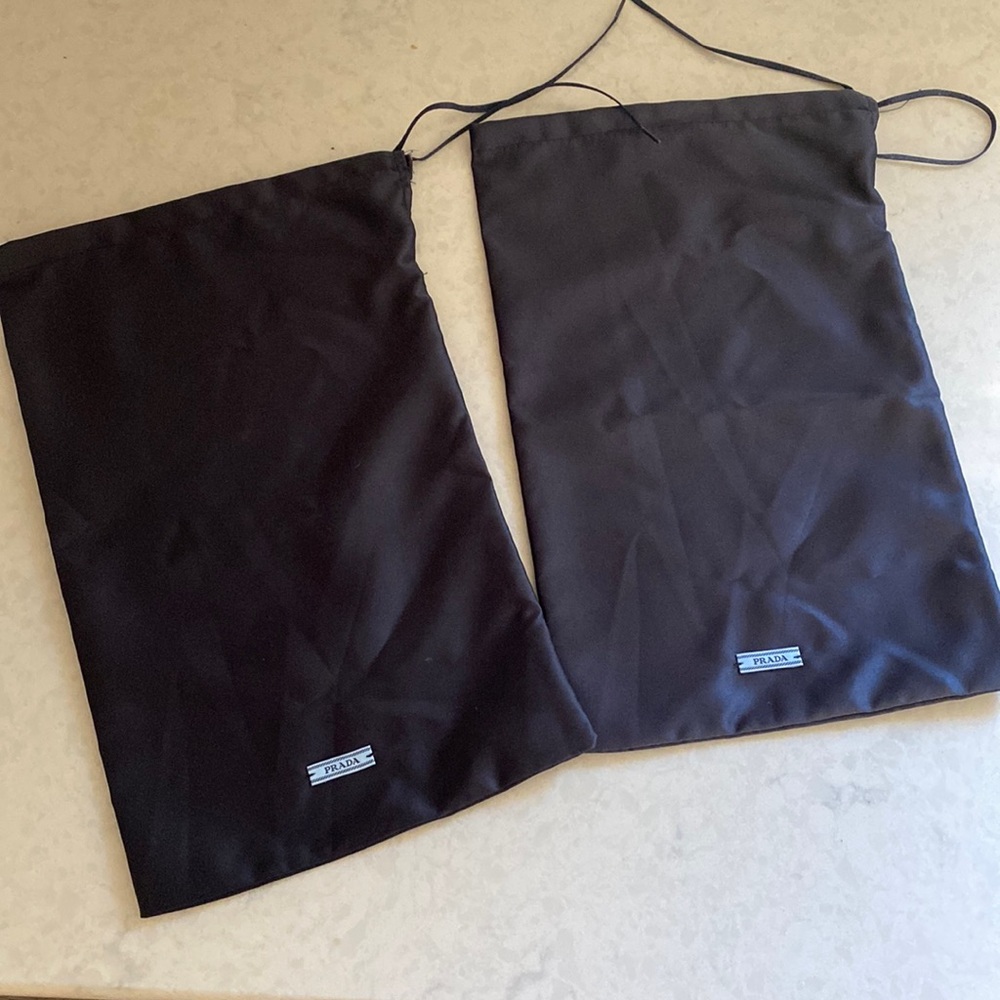 Prada Blue Silk Drawstring Dust Bag Bundle 2 Piece Set Cover Sleeve Travel Case